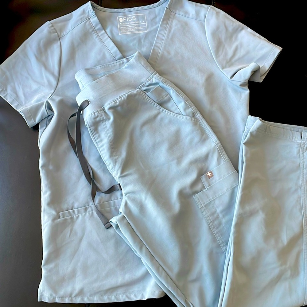 Figs light blue scrubs set